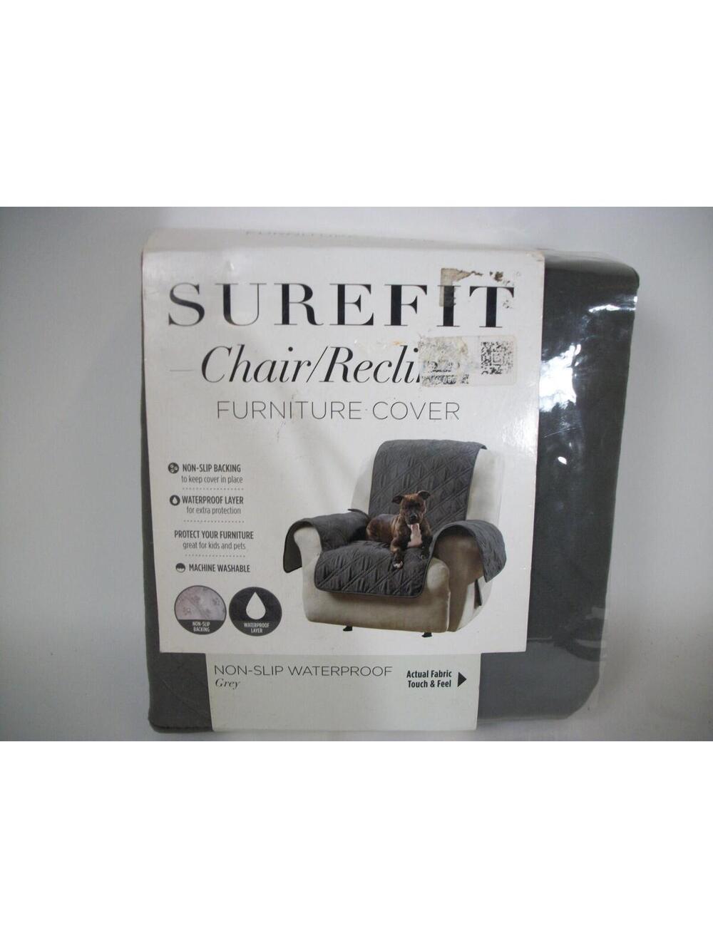 Surefit diamond plush recliner seatcover grey microfiber slip resistant